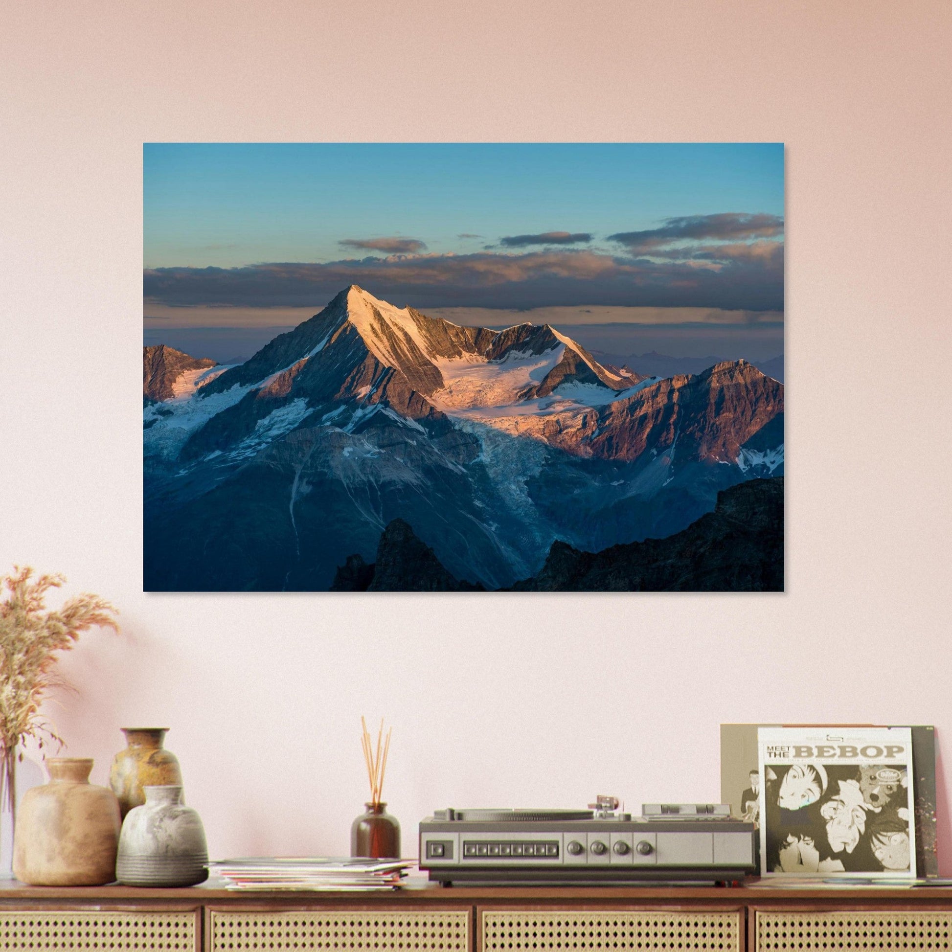 Tableau photo Photo du Weisshorn — Zermatt (coucher de soleil) — tirage aluminium Dibond mat, fabrication française, prêt à accrocher