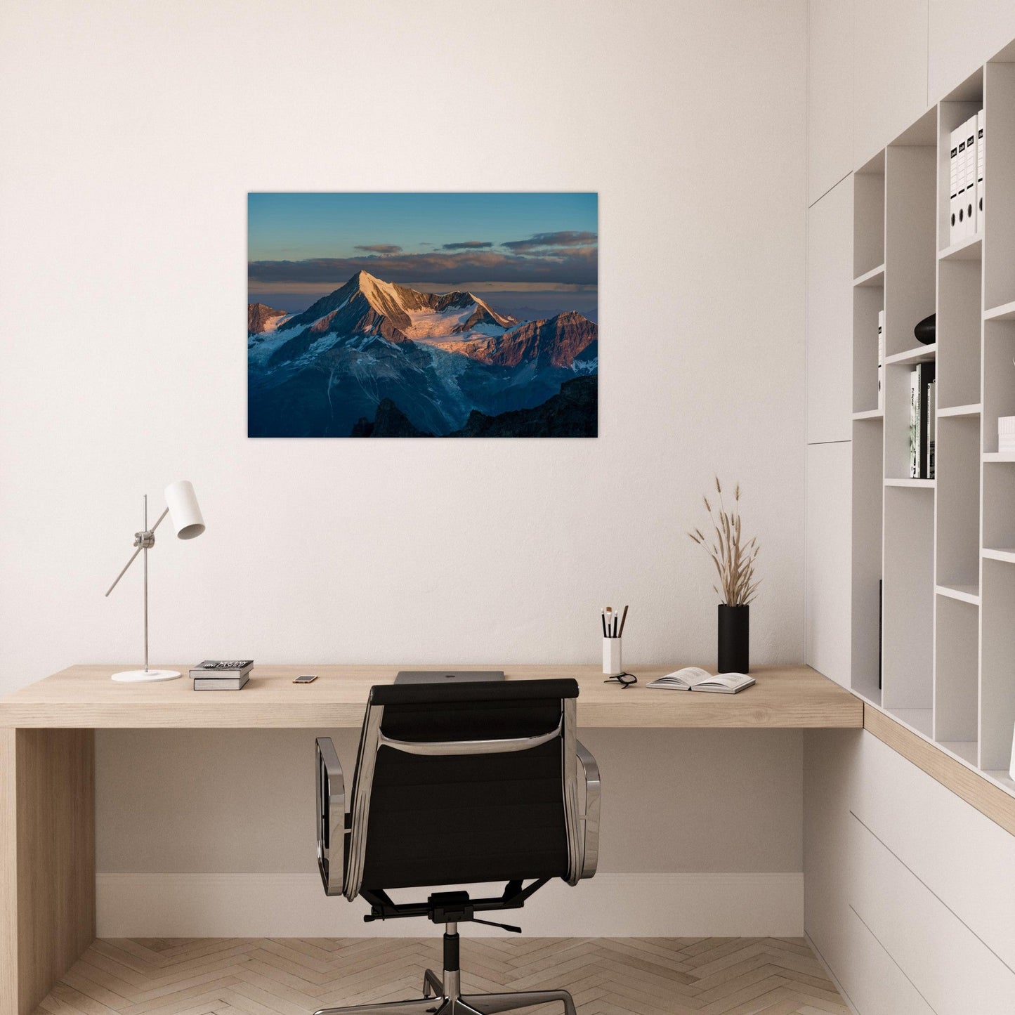 Tableau photo Photo du Weisshorn — Zermatt (coucher de soleil) — tirage aluminium Dibond mat, fabrication française, prêt à accrocher