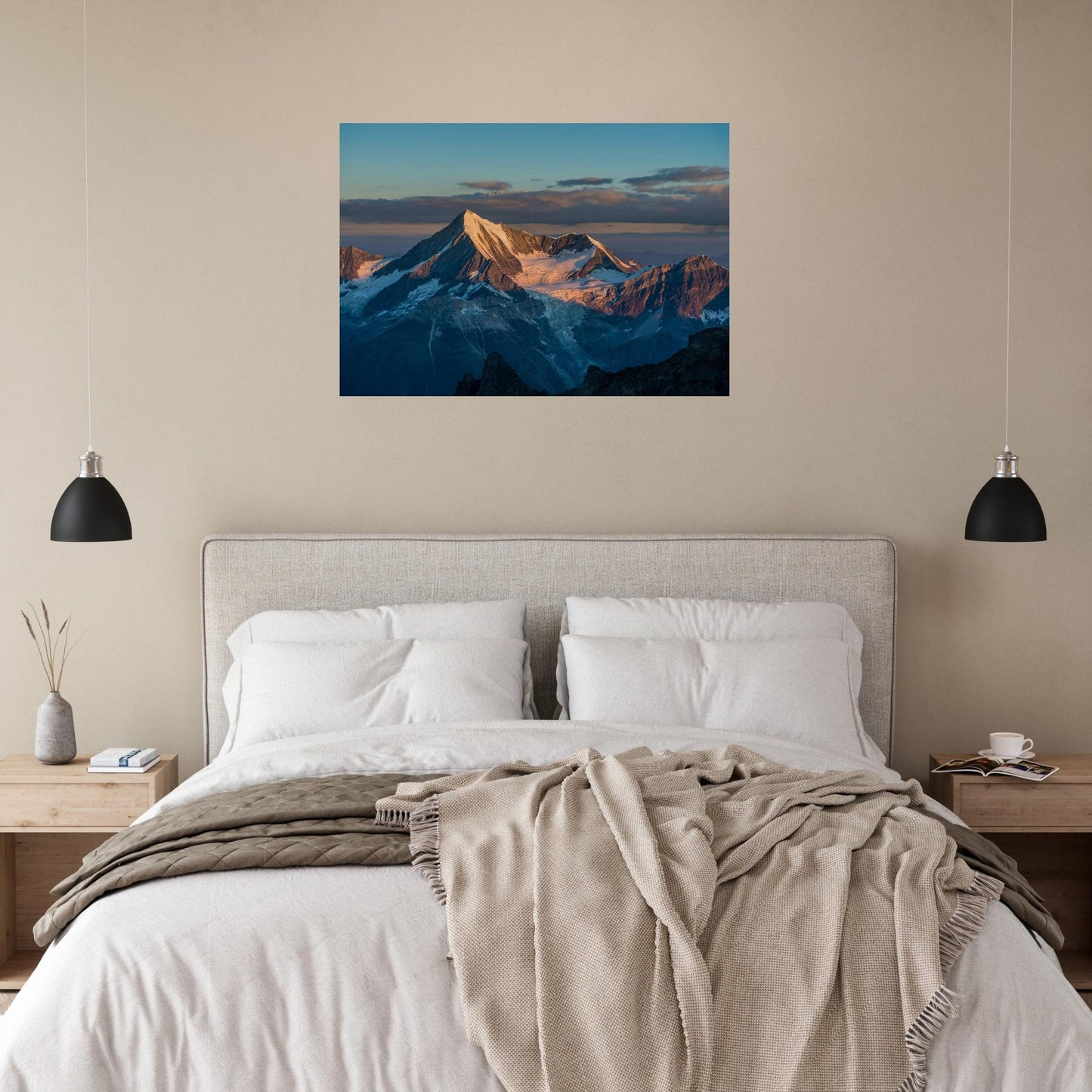 Tableau photo Photo du Weisshorn — Zermatt (coucher de soleil) — tirage aluminium Dibond mat, fabrication française, prêt à accrocher