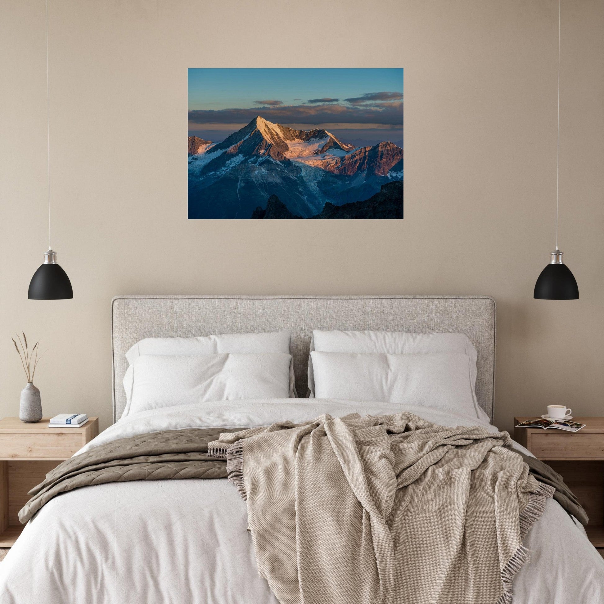 Tableau photo Photo du Weisshorn — Zermatt (coucher de soleil) — tirage aluminium Dibond mat, fabrication française, prêt à accrocher