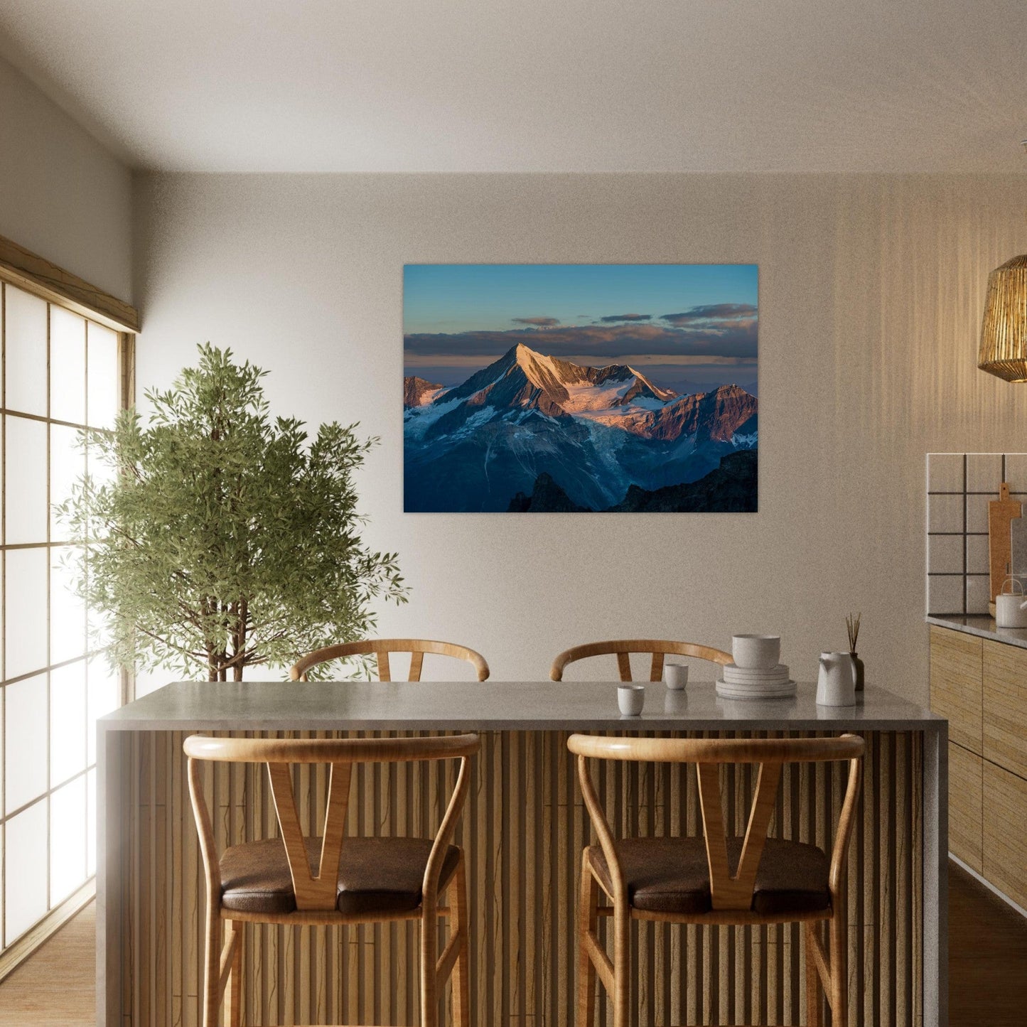 Tableau photo Photo du Weisshorn — Zermatt (coucher de soleil) — tirage aluminium Dibond mat, fabrication française, prêt à accrocher