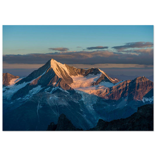 Tableau photo Photo du Weisshorn — Zermatt (coucher de soleil) — tirage aluminium Dibond mat, fabrication française, prêt à accrocher