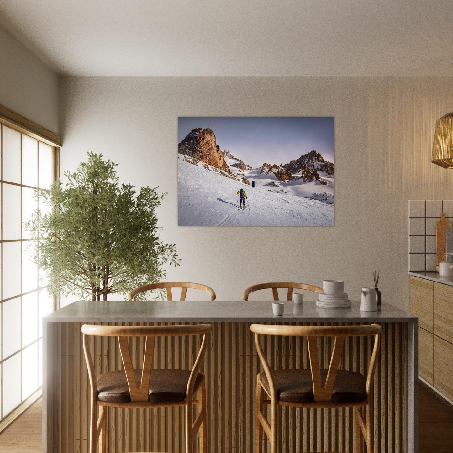 Tableau photo Photo Ski rando — Talèfre & Aiguille du Moine (Mont - Blanc) — tirage aluminium Dibond mat, fabrication française, prêt à accrocher