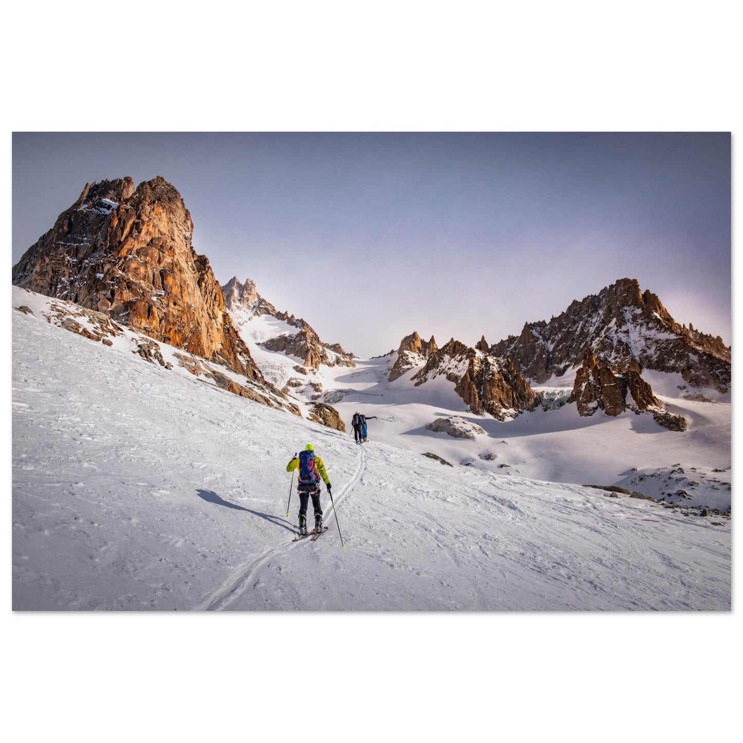 Tableau photo Photo Ski rando — Talèfre & Aiguille du Moine (Mont - Blanc) — tirage aluminium Dibond mat, fabrication française, prêt à accrocher