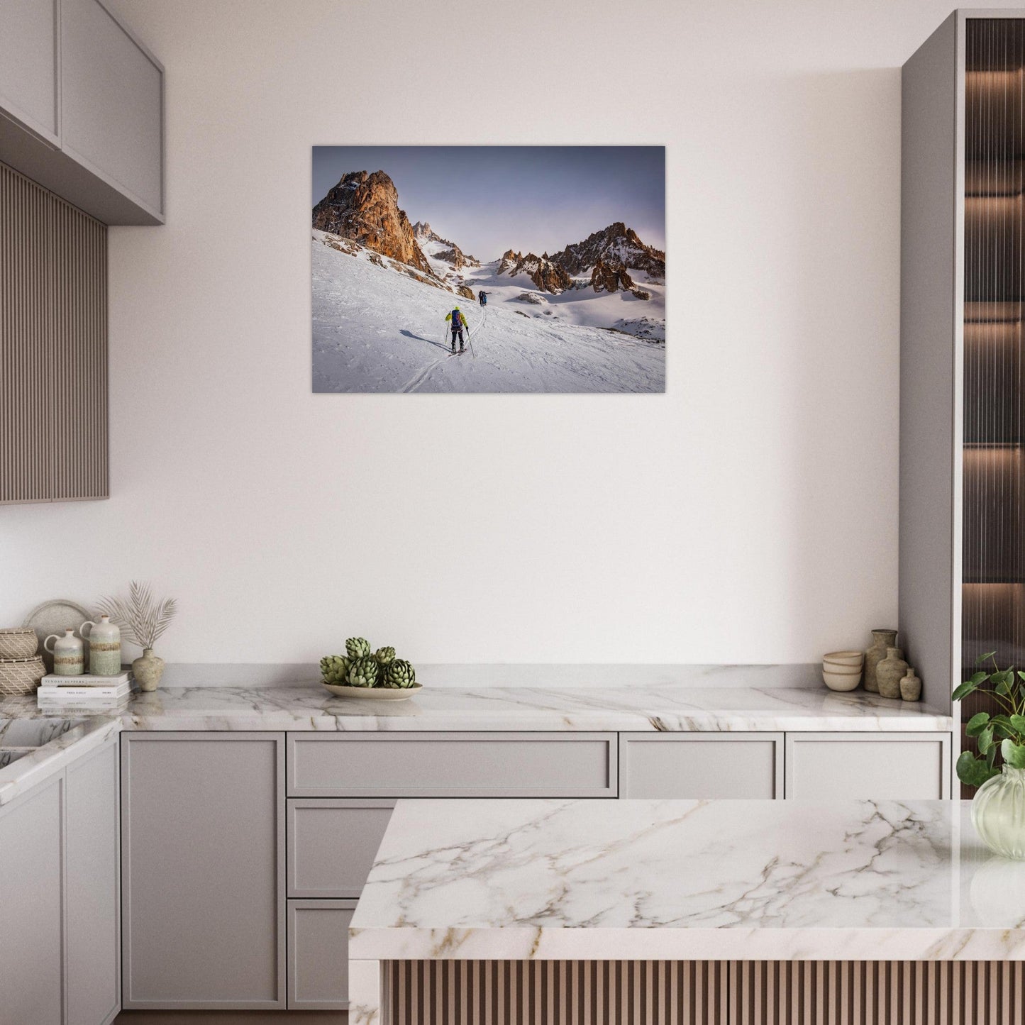 Tableau photo Photo Ski rando — Talèfre & Aiguille du Moine (Mont - Blanc) — tirage aluminium Dibond mat, fabrication française, prêt à accrocher