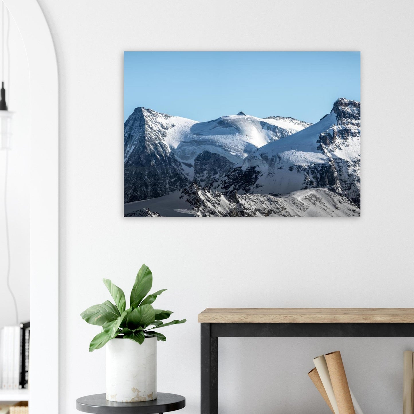 Tableau photo Photo Triftgletscher & Weissmies (Lagginhorn, Fletschhorn) — Valais — tirage aluminium Dibond mat, fabrication française, prêt à accrocher