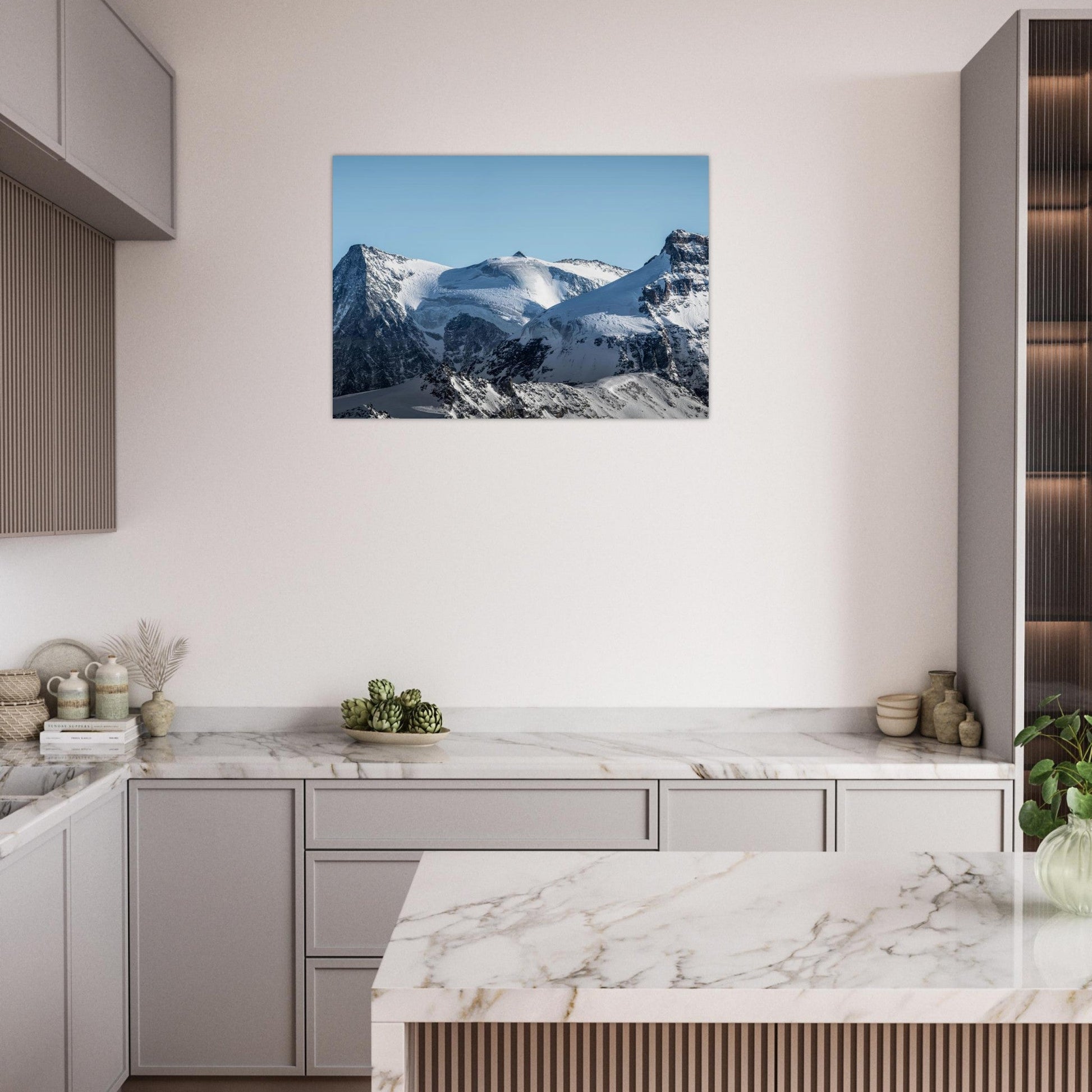 Tableau photo Photo Triftgletscher & Weissmies (Lagginhorn, Fletschhorn) — Valais — tirage aluminium Dibond mat, fabrication française, prêt à accrocher