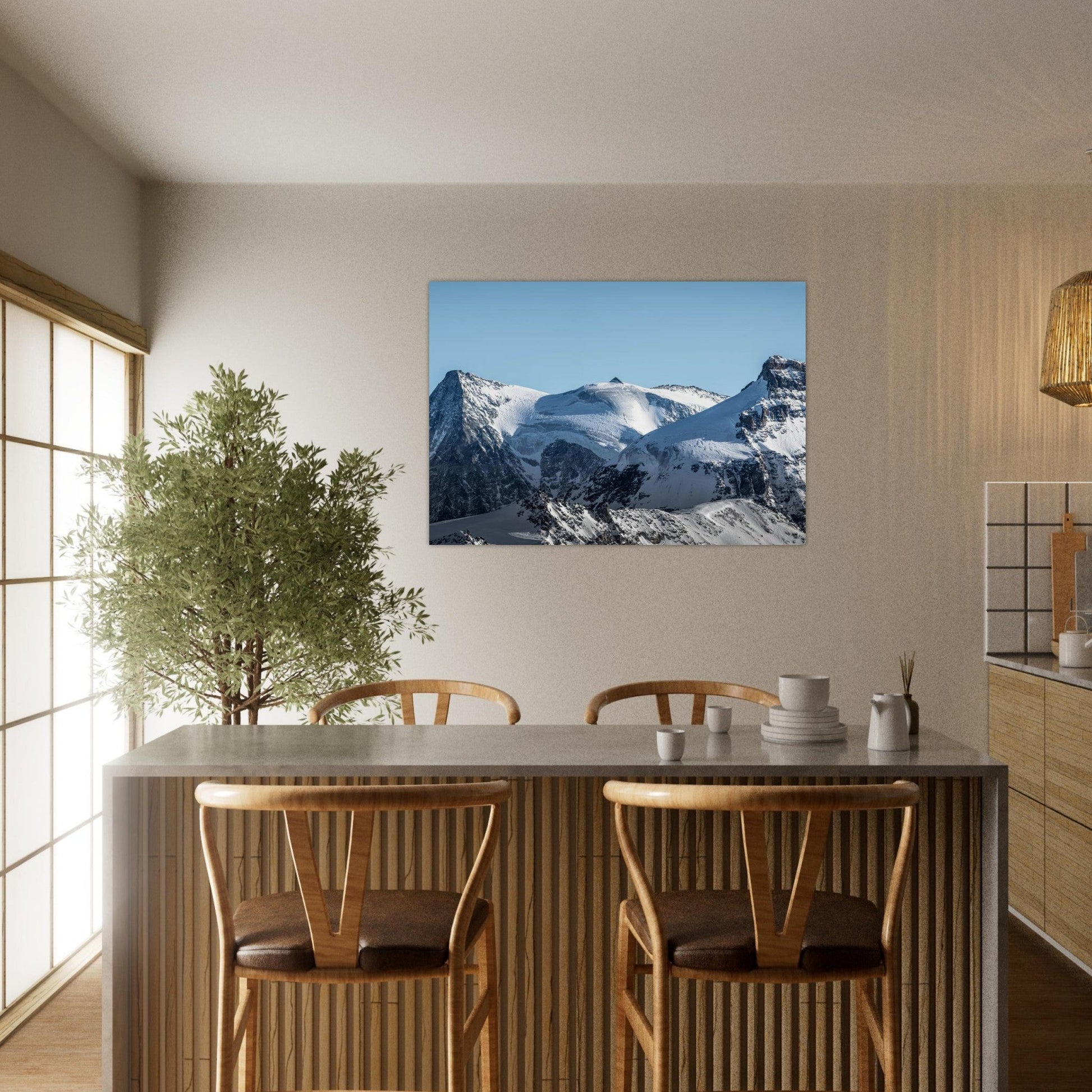 Tableau photo Photo Triftgletscher & Weissmies (Lagginhorn, Fletschhorn) — Valais — tirage aluminium Dibond mat, fabrication française, prêt à accrocher