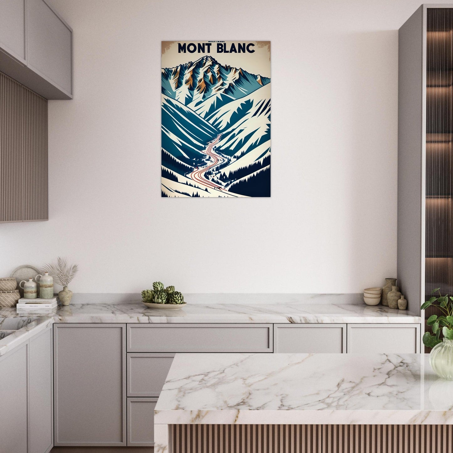 Affiche rétro du Mont-Blanc - Tableau rétro alu montagne