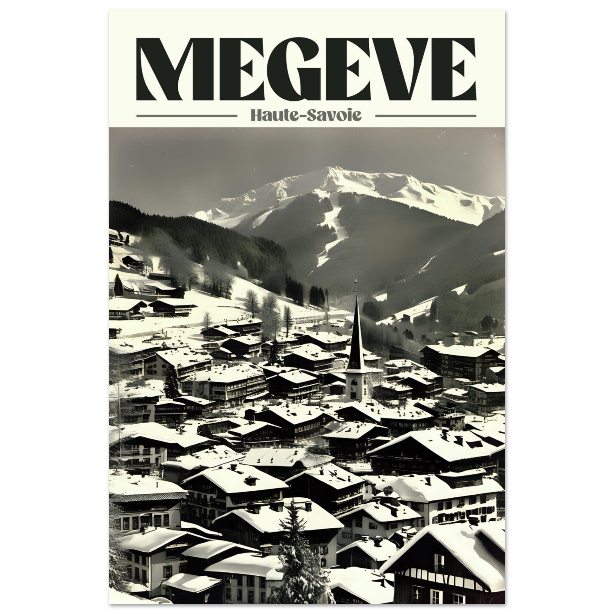 Affiche Megève - Haute Savoie - Illustré à la main par 2SCOM