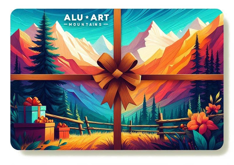 Carte cadeau AluArtMountains pour offrir un tableau photo de montagne