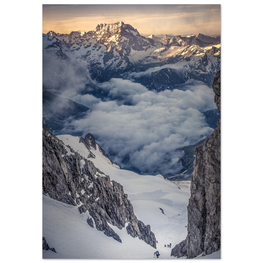Tableau photo sur aluminium Dibond : Couloir pour la plateau des Rouies et barre des Écrins