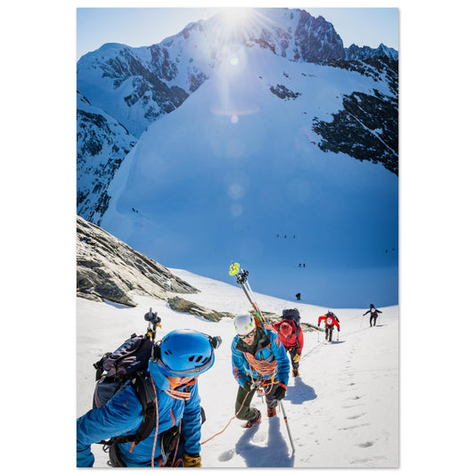 Photo d'alpinistes dans l'ascension du Dome de Miage - Tableau photo alu montagne