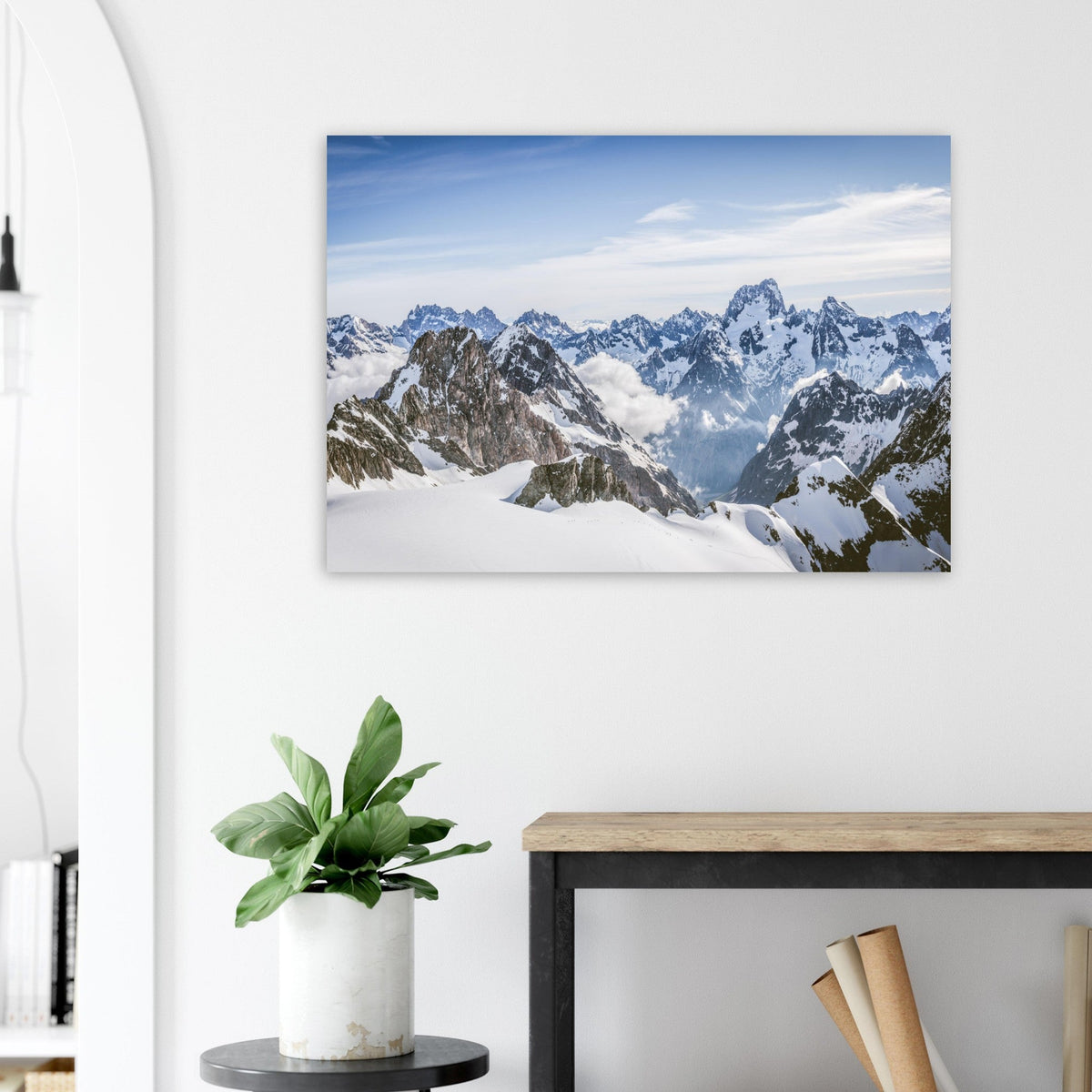 Tableau Mural Paysage Montagnes Et Lac Enneigé – 120 X 40 Cm Sur Toile, Style Nature Apaisante