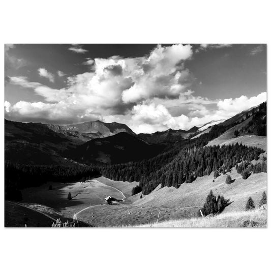 Vente Photo de la Clusaz, Haute Savoie - Noir & Blanc - Tableau photo alu montagne