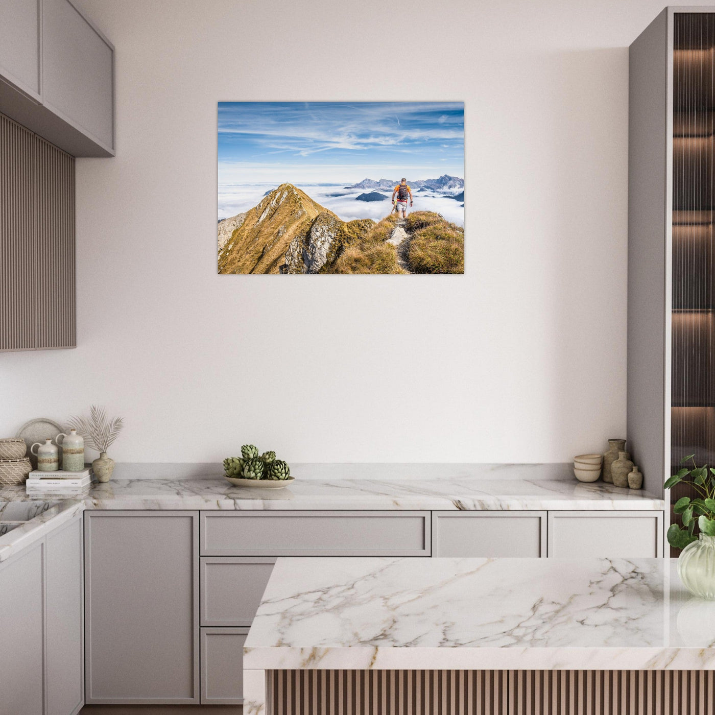 Simulation d’un tableau AluArtMountains dans un intérieur