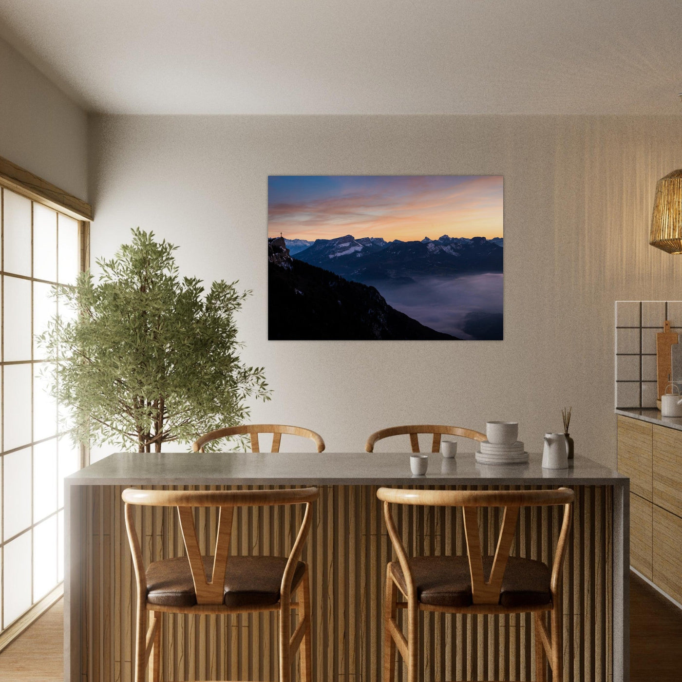 Simulation d’un tableau AluArtMountains dans un intérieur