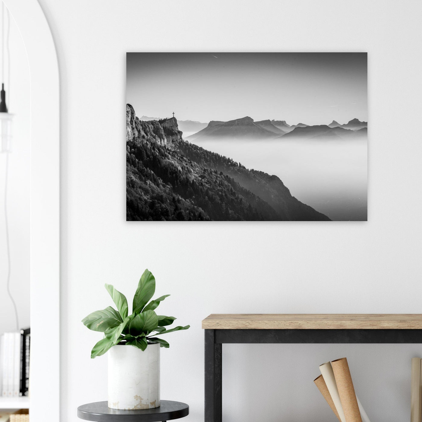 Simulation d’un tableau AluArtMountains dans un intérieur