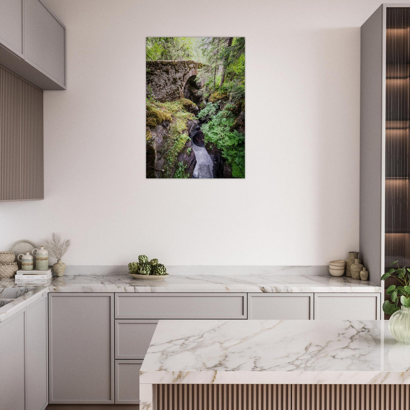 Simulation d’un tableau AluArtMountains dans un intérieur