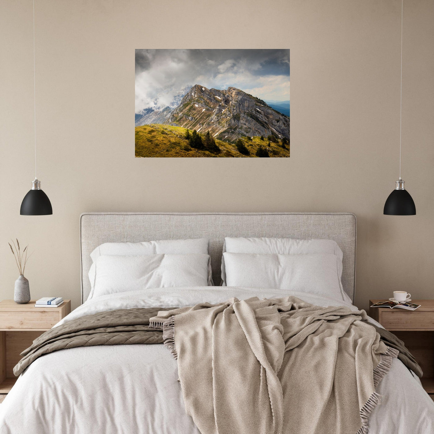 Simulation d’un tableau AluArtMountains dans un intérieur