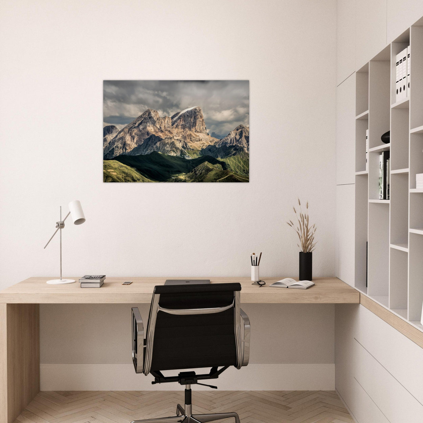 Simulation d’un tableau AluArtMountains dans un intérieur