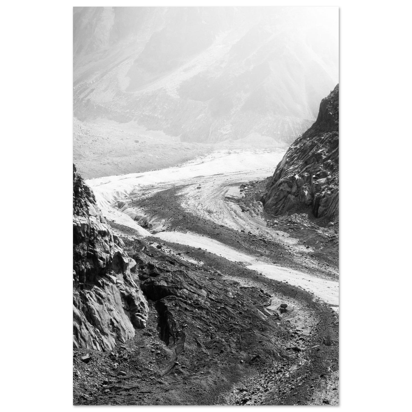 Photo de la mer de glace, Chamonix-Mont-Blanc #8 - Noir & Blanc - Tableau photo alu montagne