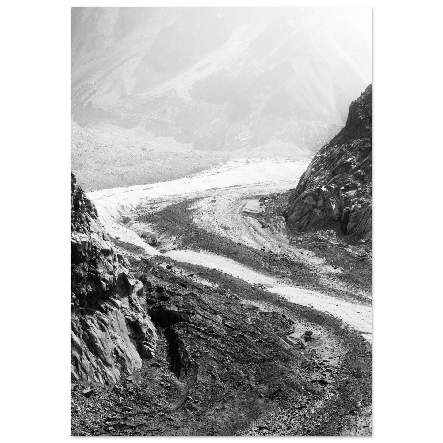 Photo de la mer de glace, Chamonix-Mont-Blanc #8 - Noir & Blanc - Tableau photo alu montagne