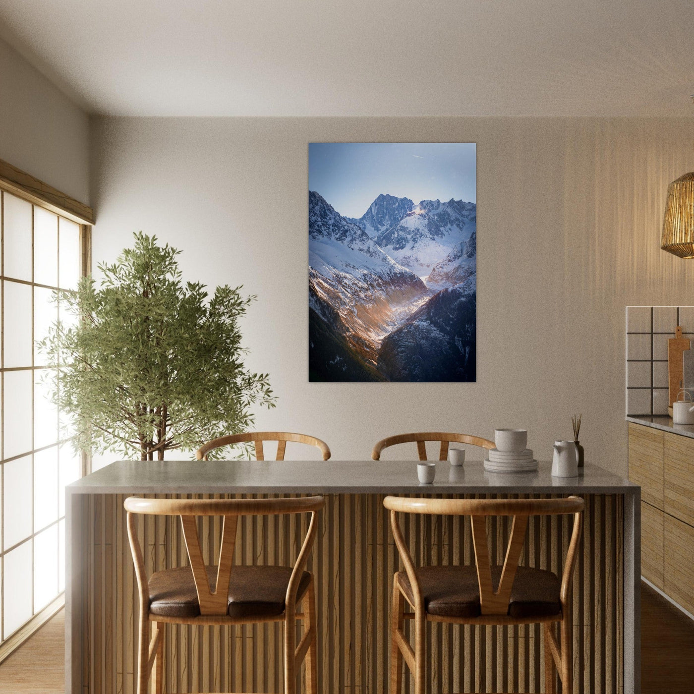 Simulation d’un tableau AluArtMountains dans un intérieur