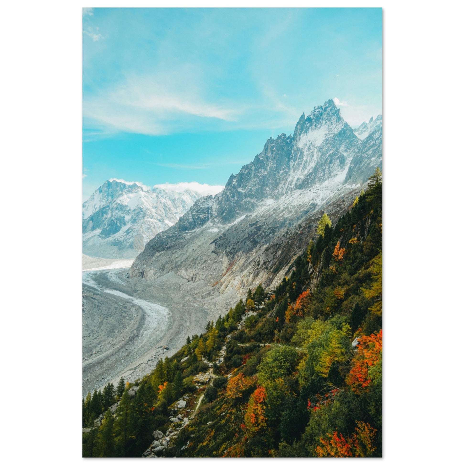 Photo de la mer de glace du Mont-Blanc en automne - Tableau photo alu montagne
