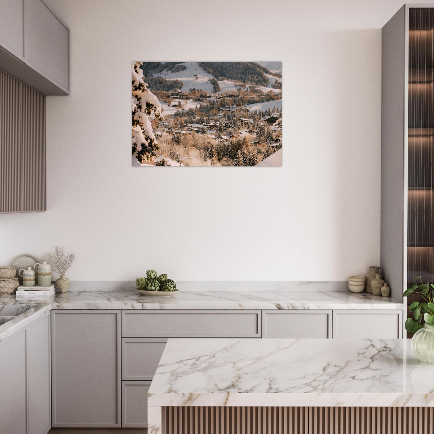 Simulation d’un tableau AluArtMountains dans un intérieur