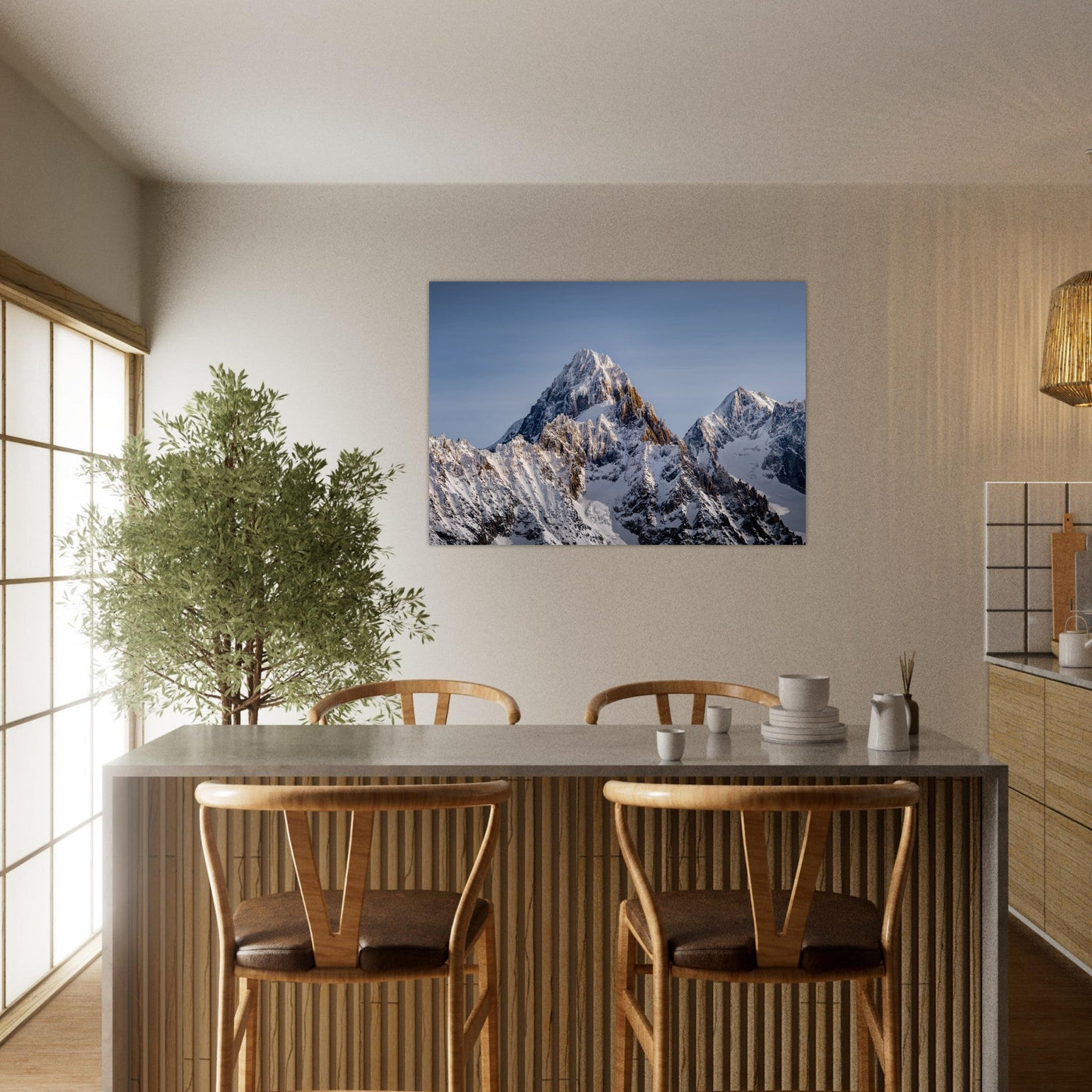Simulation d’un tableau AluArtMountains dans un intérieur