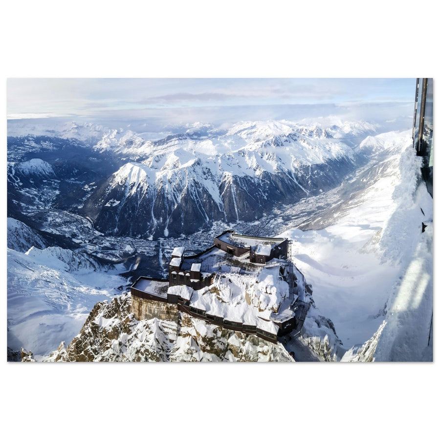 Tableau photo de la station de l’Aiguille du Midi au-dessus de Chamonix
