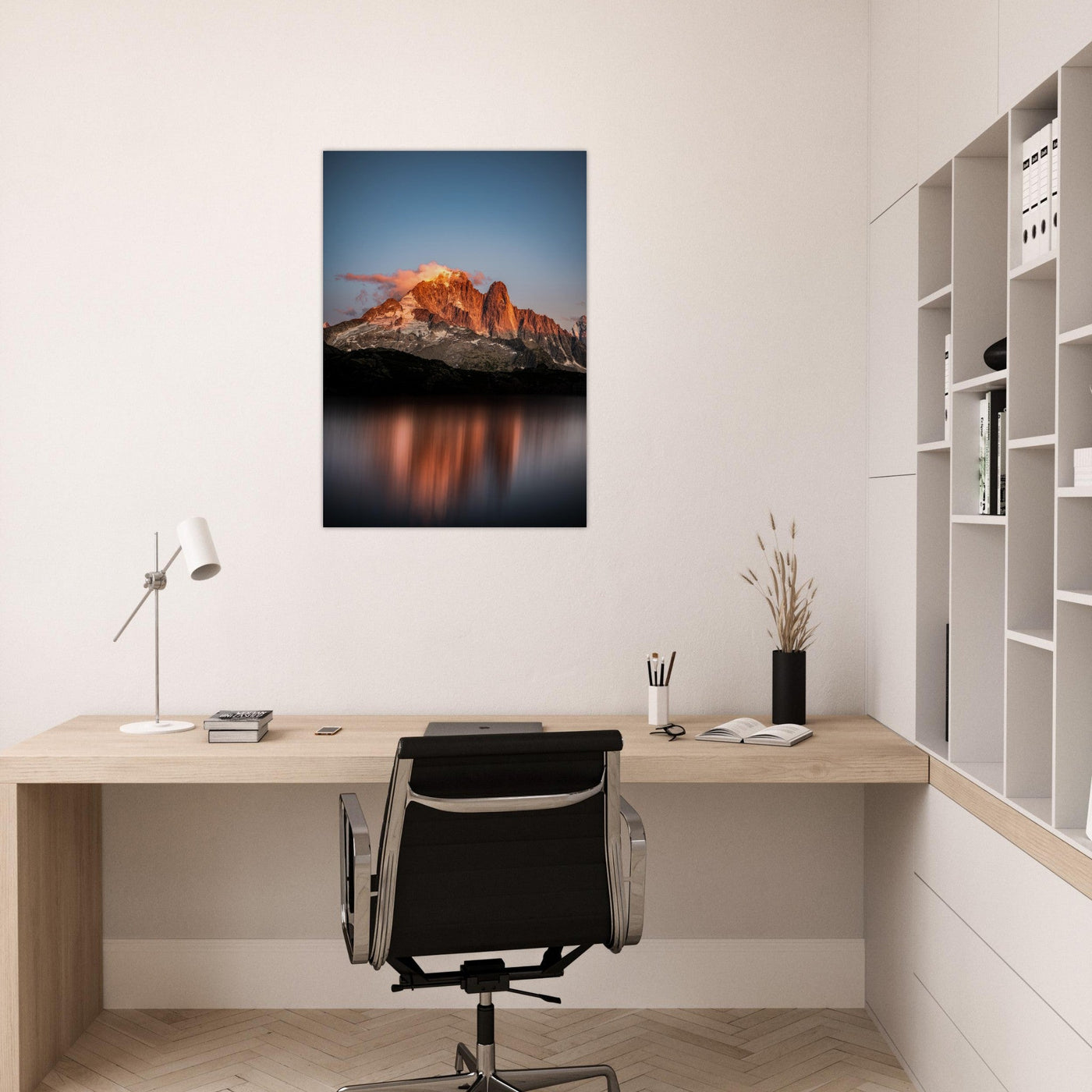 Simulation d’un tableau AluArtMountains dans un intérieur