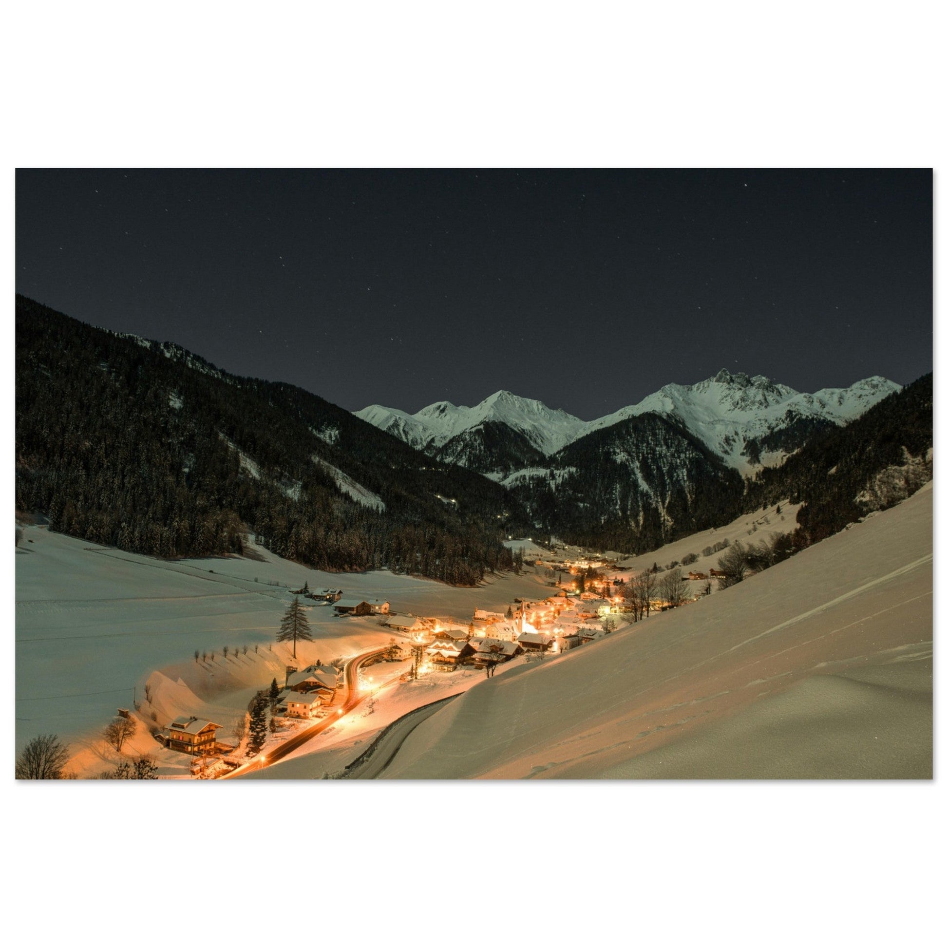 Photo de nuit sur Weißenbach, Ahrntal, Tyrol du Sud, Italie - Tableau photo alu montagne