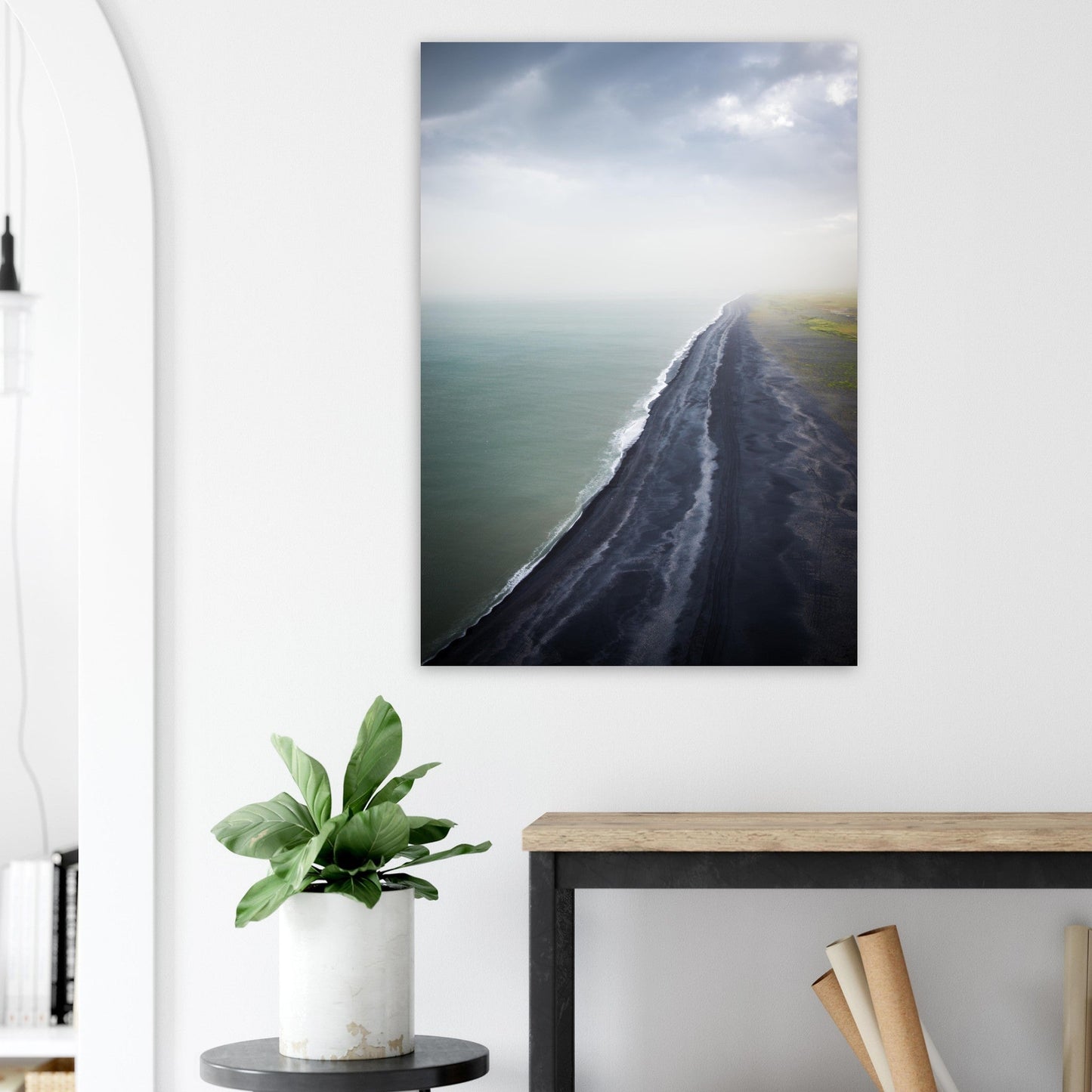 Photo de plage et sable noir, Islande - Tableau photo alu montagne