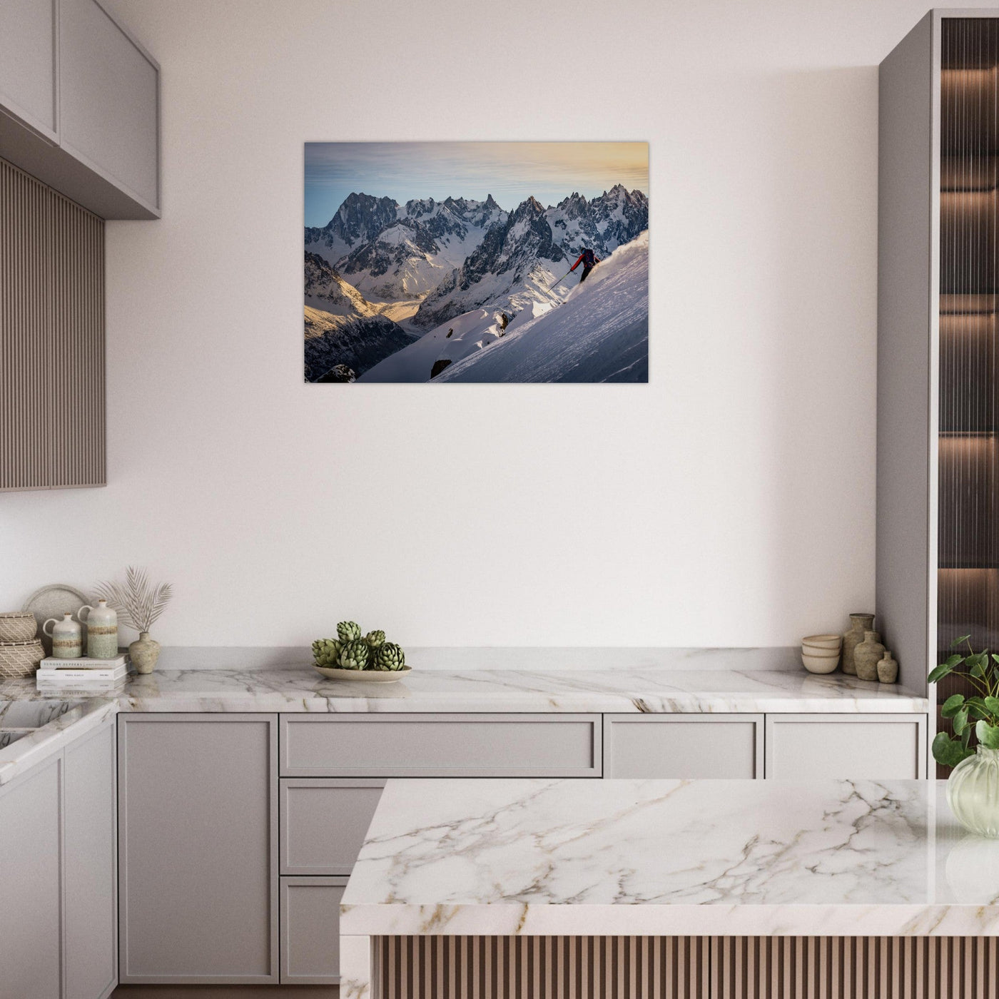 Simulation d’un tableau AluArtMountains dans un intérieur