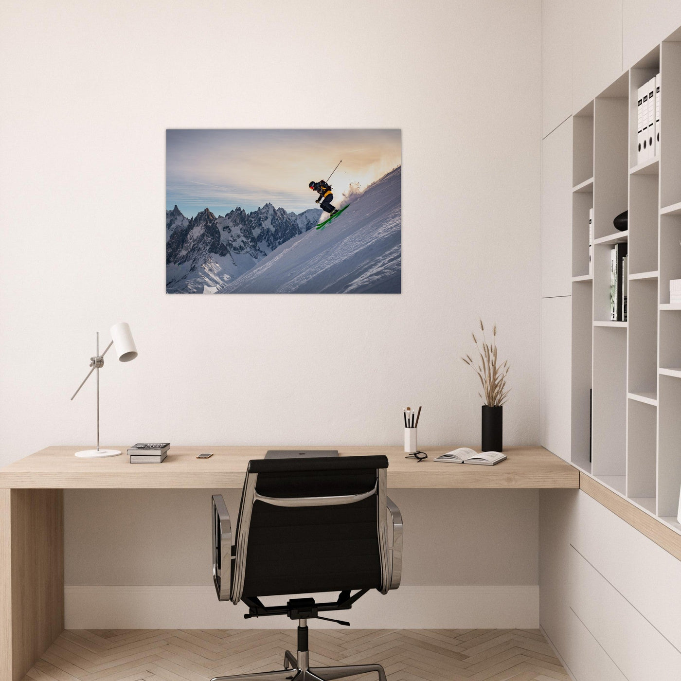 Simulation d’un tableau AluArtMountains dans un intérieur