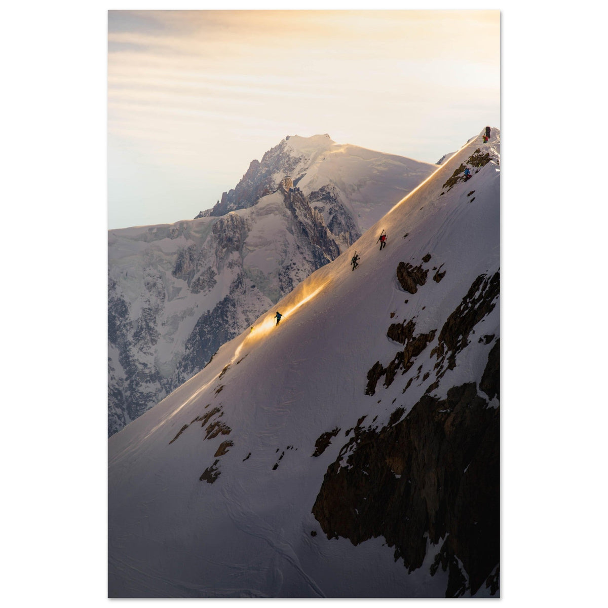 Tableau photo de ski de randonnée sur l’Aiguille Croche face au Mont-Blanc