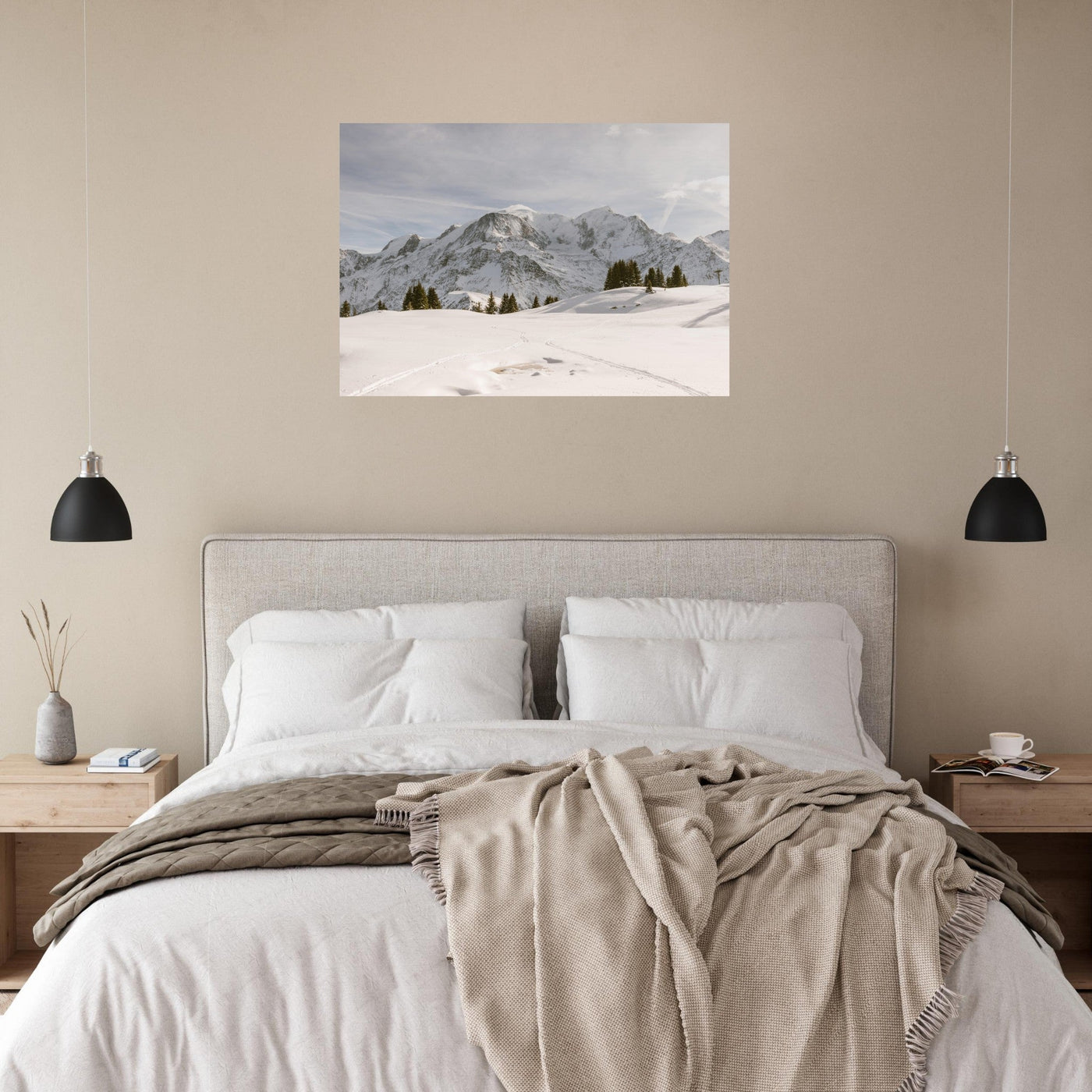 Simulation d’un tableau AluArtMountains dans un intérieur