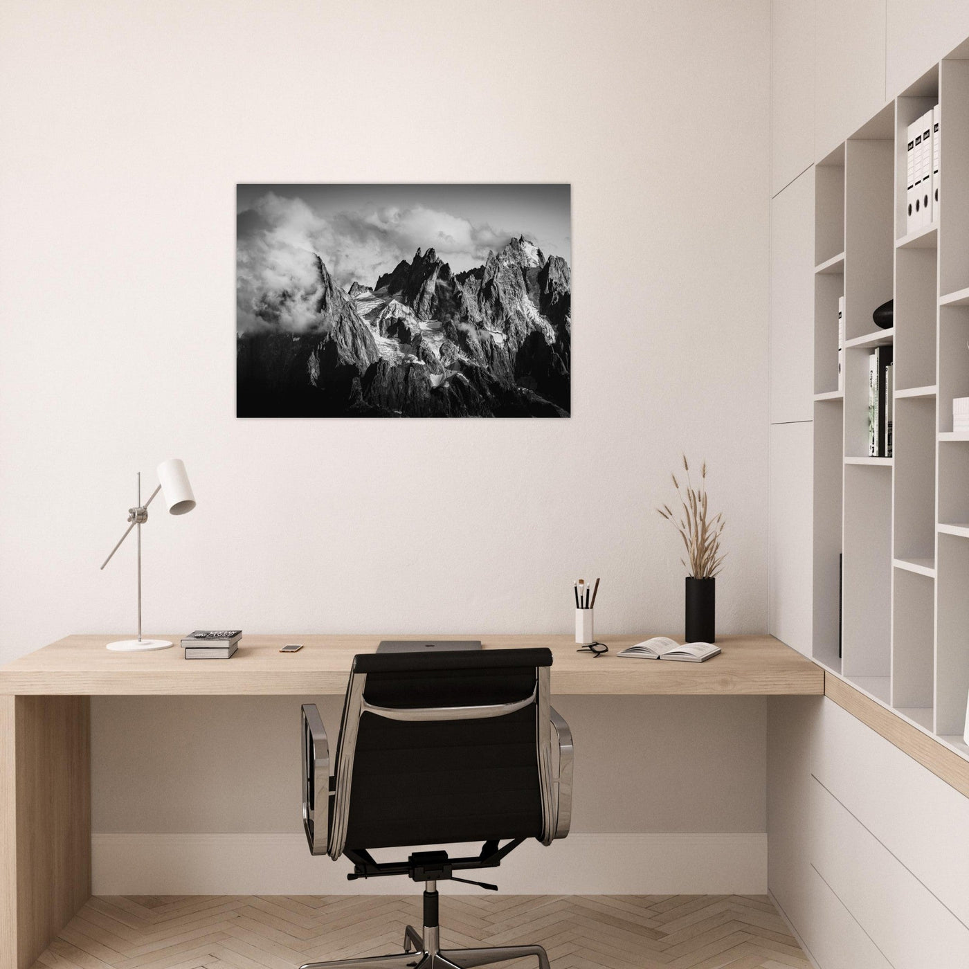 Simulation d’un tableau AluArtMountains dans un intérieur