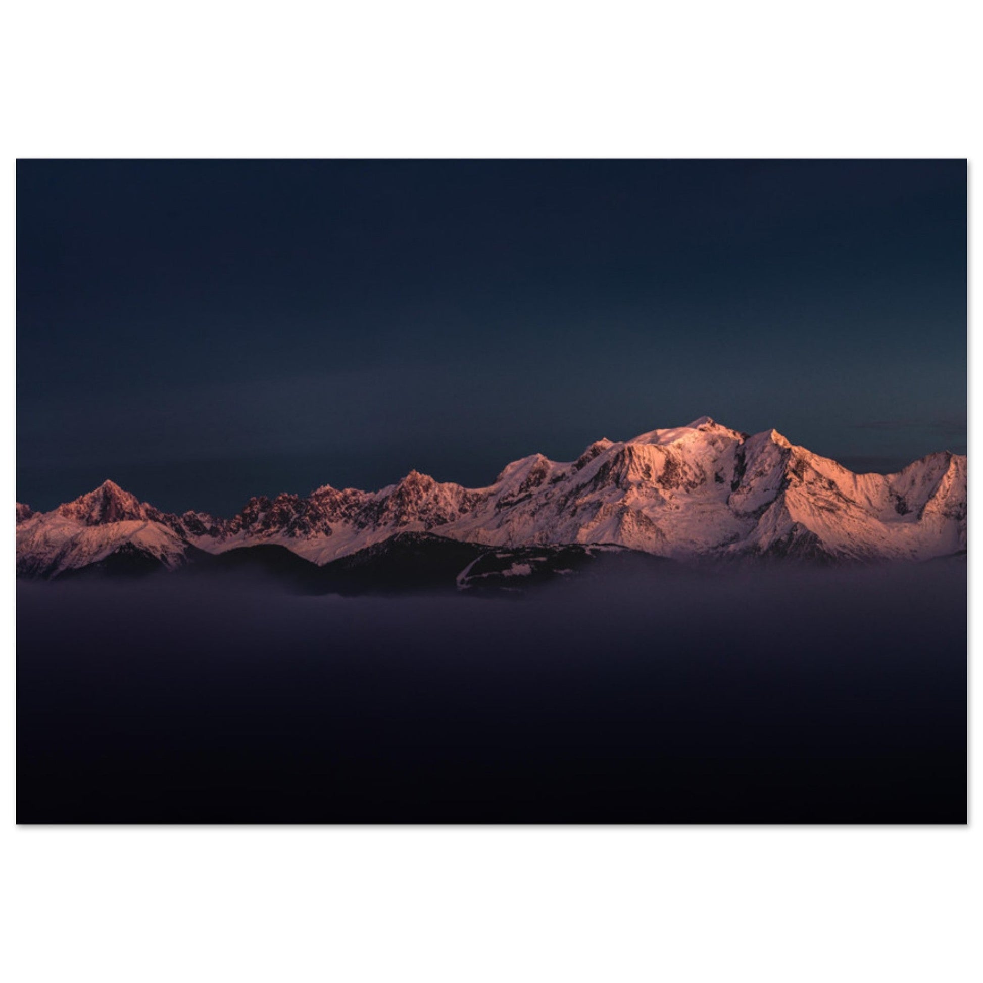 Vente Photo des dernières lueurs sur le Mont-Blanc - Tableau photo alu montagne