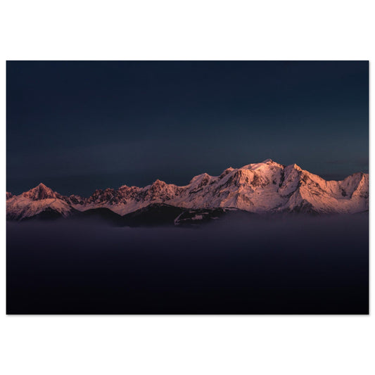Photo des dernières lueurs sur le Mont-Blanc - Tableau photo alu montagne