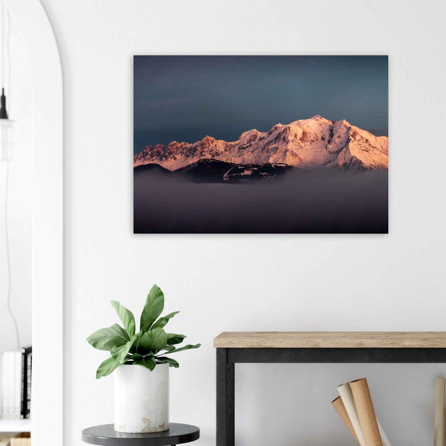 Photo des dernières lueurs sur le Mont-Blanc - Tableau photo alu montagne