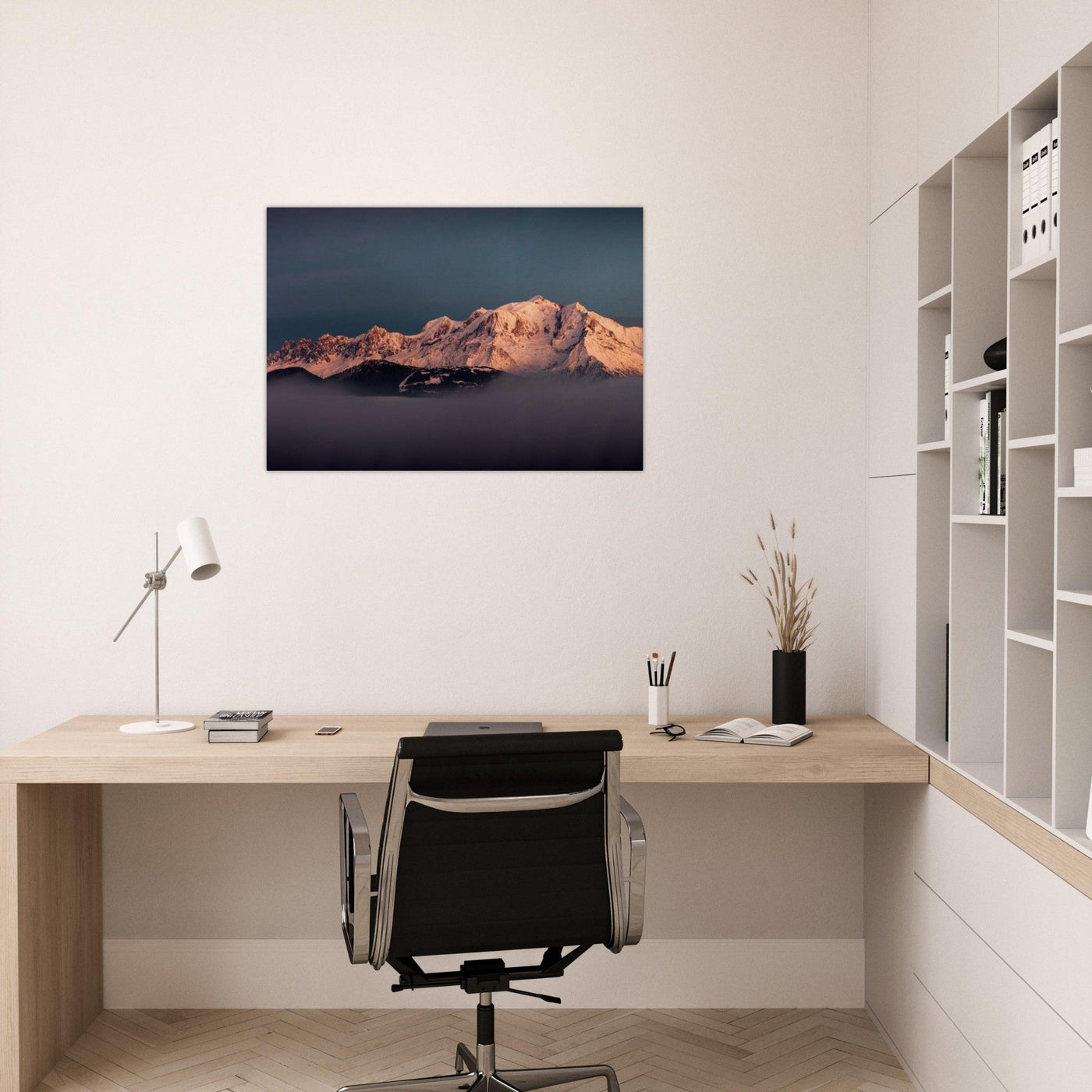 Simulation d’un tableau AluArtMountains dans un intérieur
