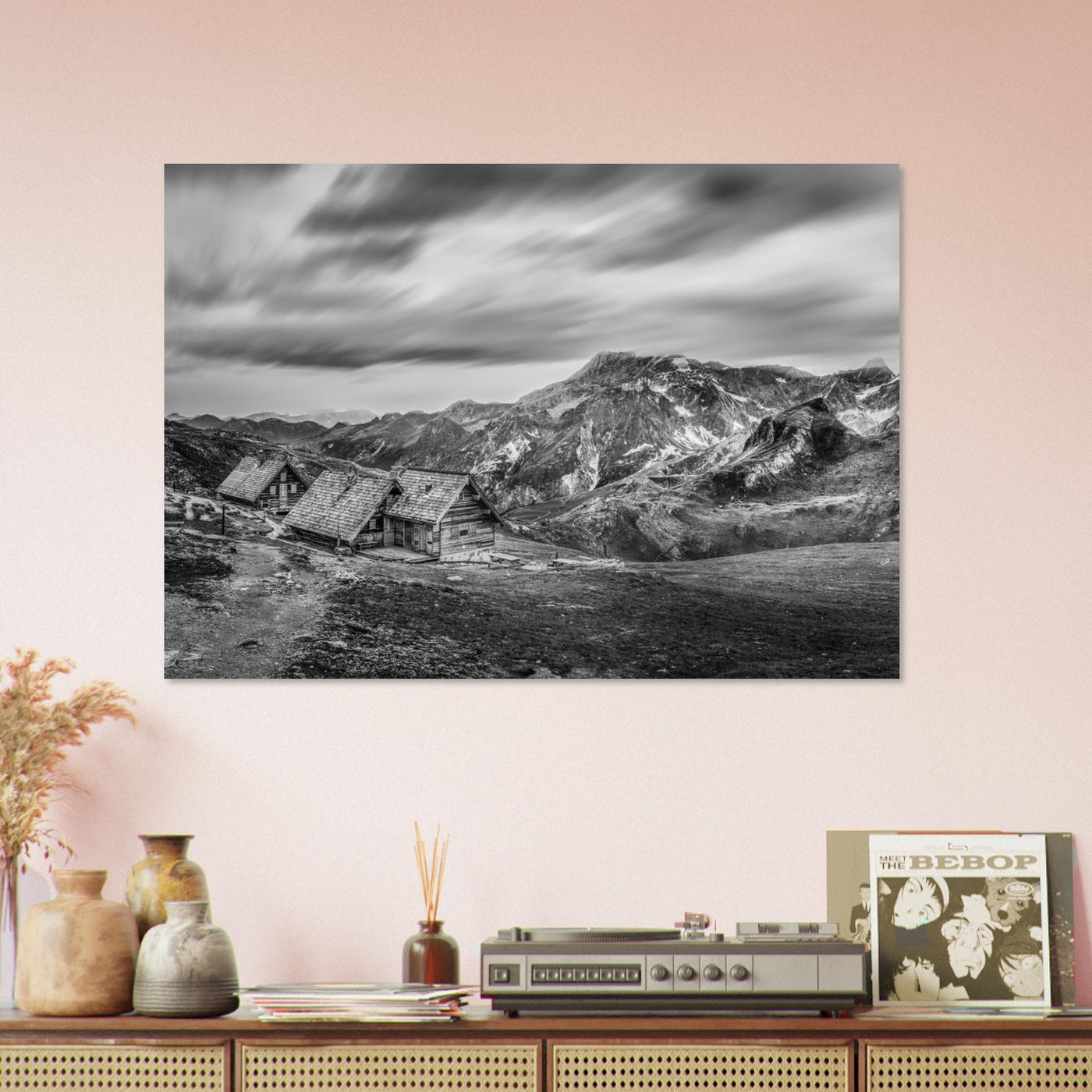 Simulation d’un tableau AluArtMountains dans un intérieur