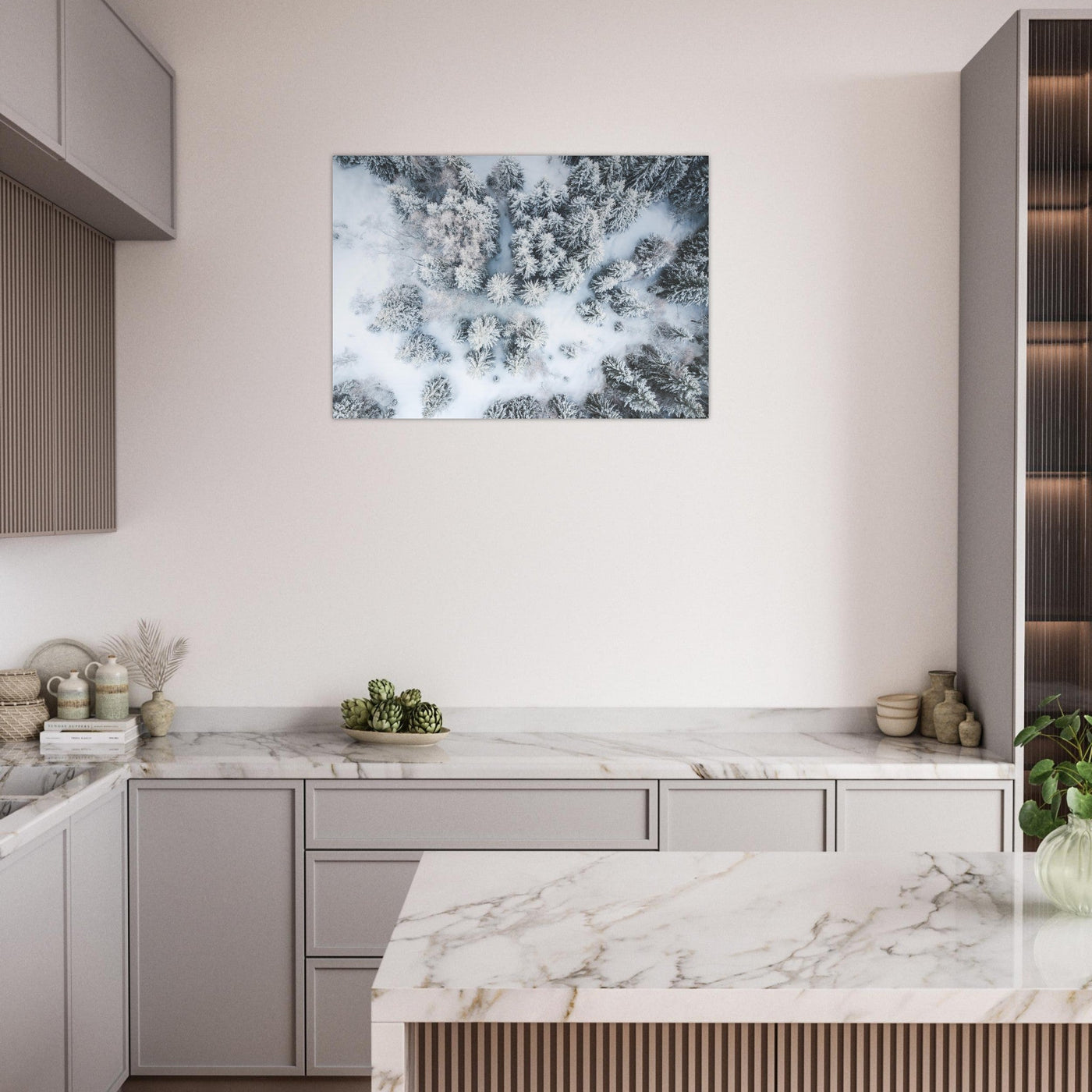 Simulation d’un tableau AluArtMountains dans un intérieur