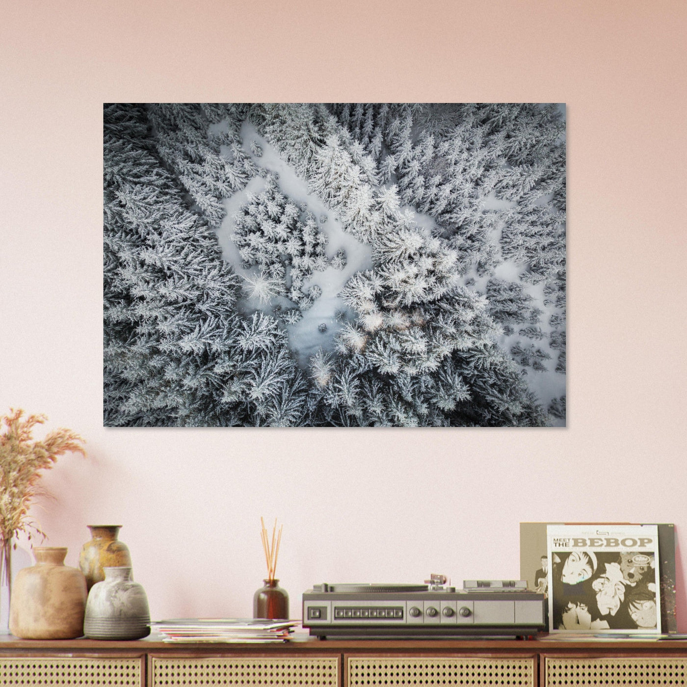 Simulation d’un tableau AluArtMountains dans un intérieur
