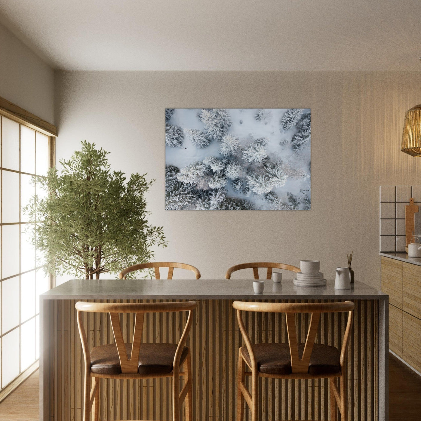 Simulation d’un tableau AluArtMountains dans un intérieur