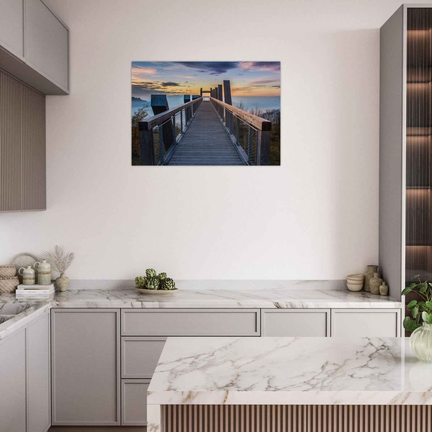 Simulation d’un tableau AluArtMountains dans un intérieur