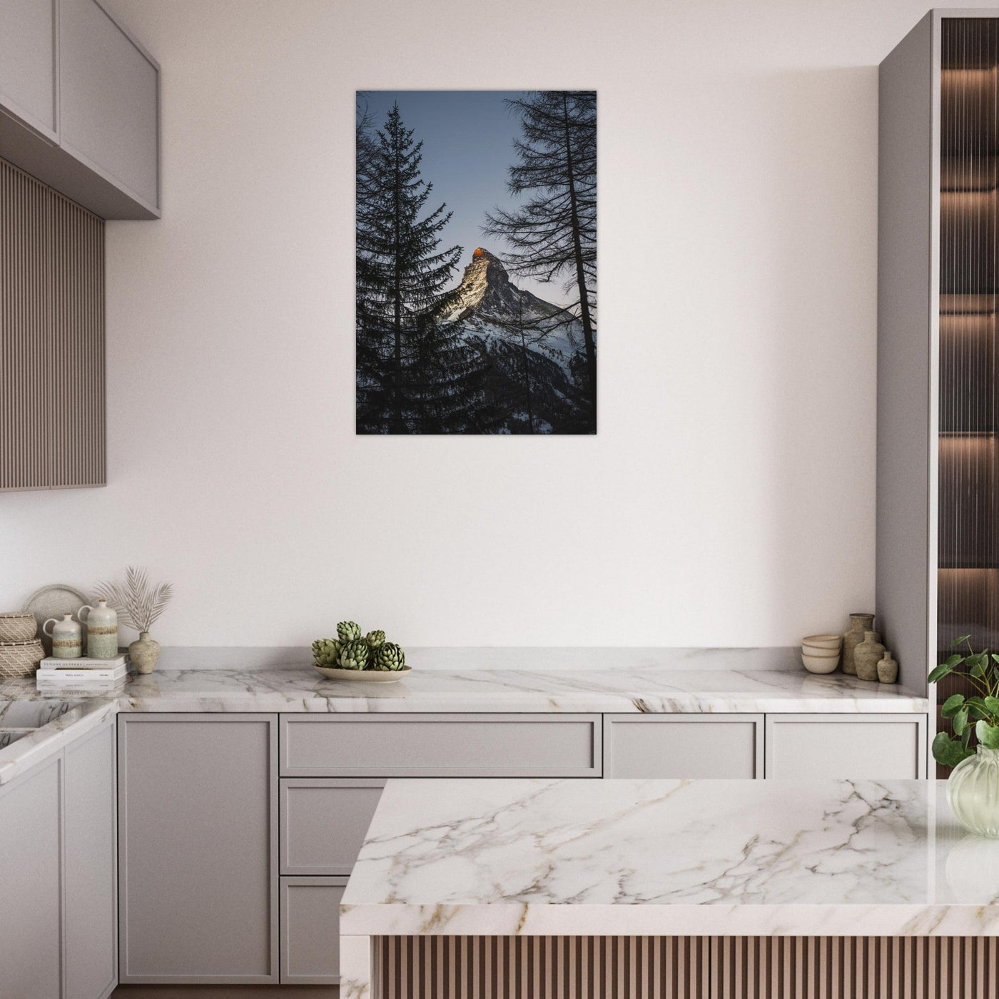 Simulation d’un tableau AluArtMountains dans un intérieur